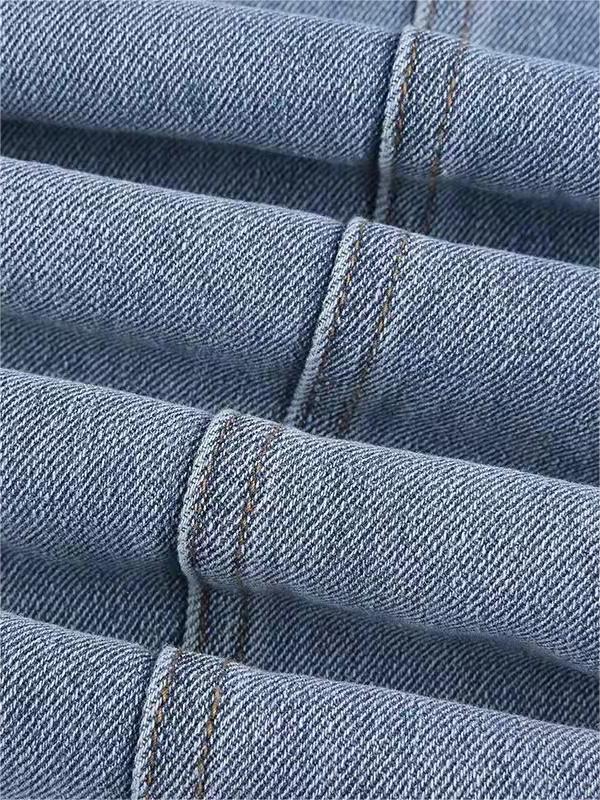 Women's Star Patch Flare Jeans - Light Blue Denim, High Waist, Red Star Detail