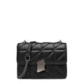 Quilted Crossbody Bag with Chain Strap - Faux Leather Shoulder Purse - Trendy Women's Handbag