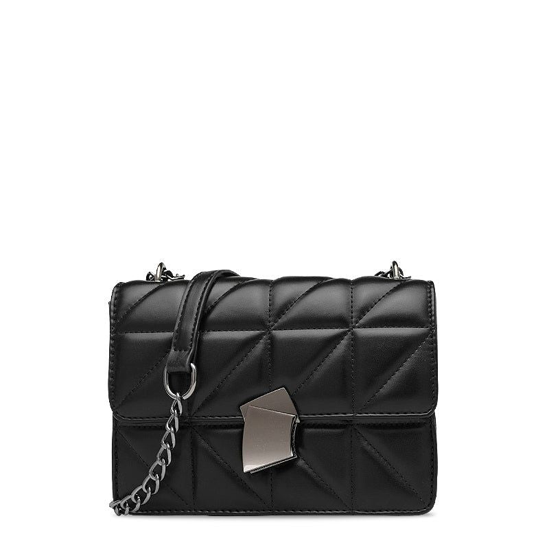 Quilted Crossbody Bag with Chain Strap - Faux Leather Shoulder Purse - Trendy Women's Handbag
