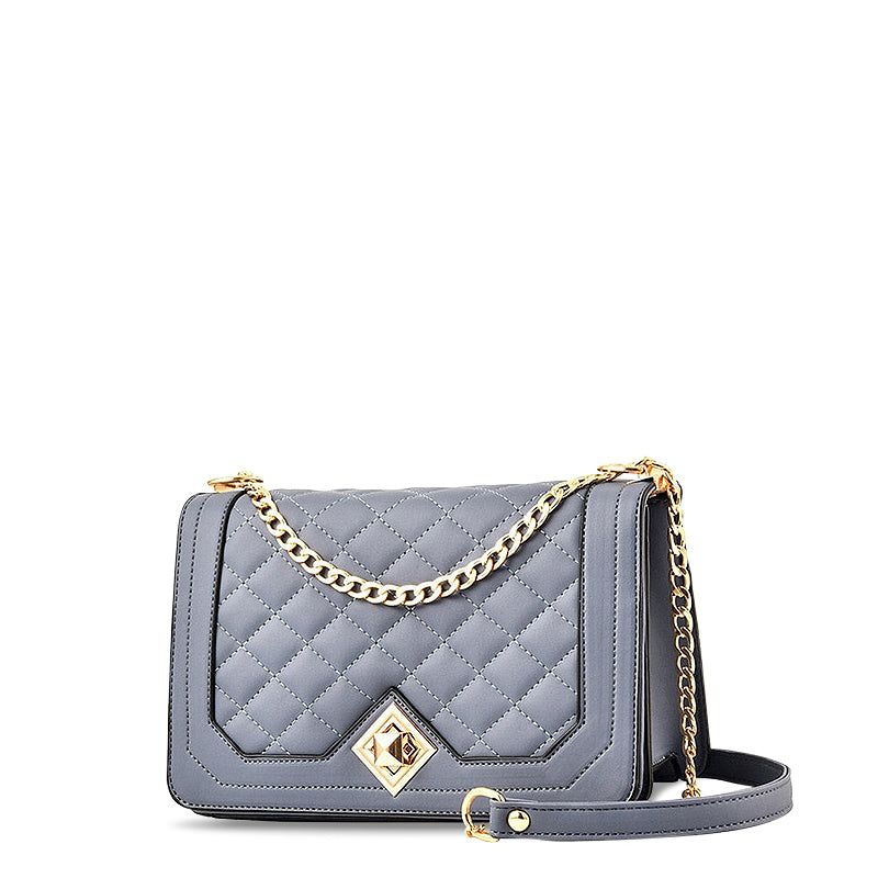 Quilted Chain Shoulder Bag - Designer Crossbody Purse with Adjustable Strap - Available in Multiple Colors