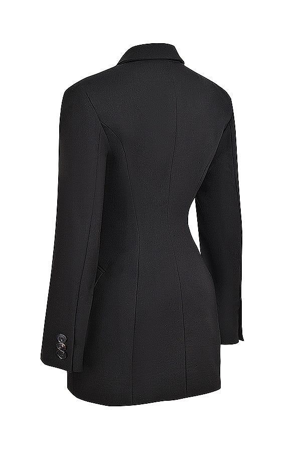 Blazer Dress Black Structured Mini Dress Long Sleeve Fitted Office Cocktail Party