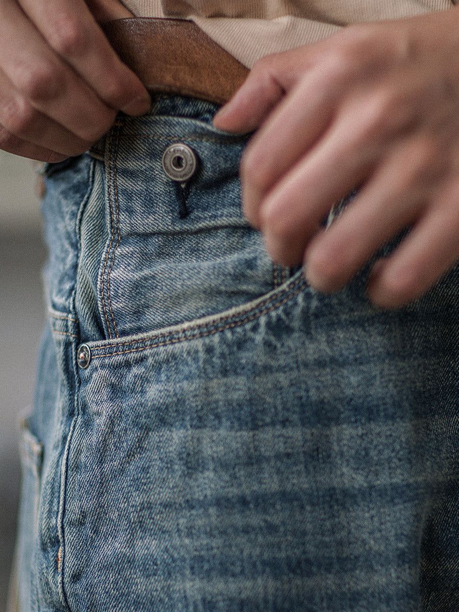 RiffRaff Men's Relaxed Fit Jeans - Vintage Wash Denim - Casual Style