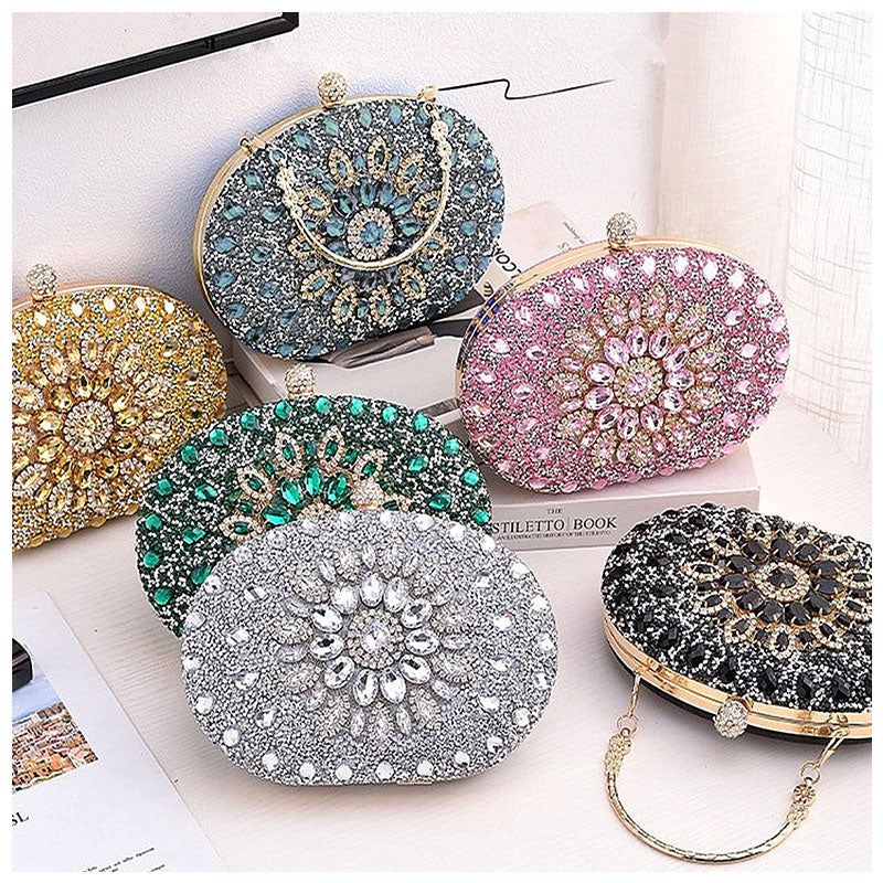 Crystal Evening Clutch Purse - Rhinestone Handbag for Women, Party Prom Wedding