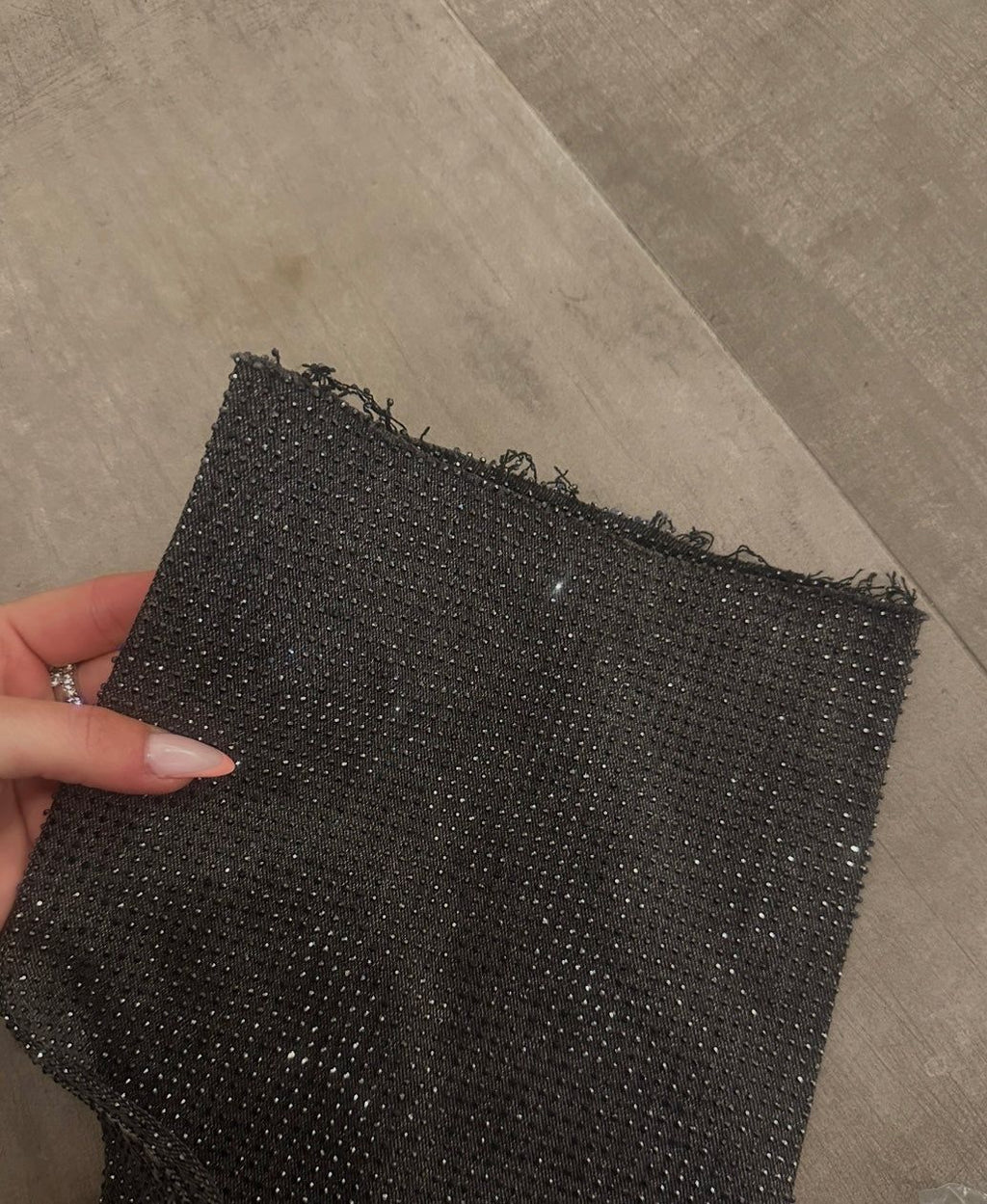 Denim Corset & Pants Set Rhinestone Embellished Gray Women's Fashion