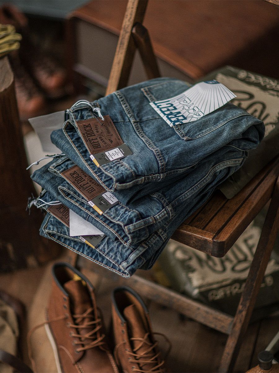 RiffRaff Men's Relaxed Fit Jeans - Vintage Wash Denim - Casual Style