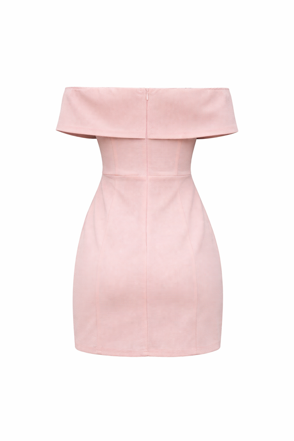 Blush Off-Shoulder Waffle-Knit Mini Dress
