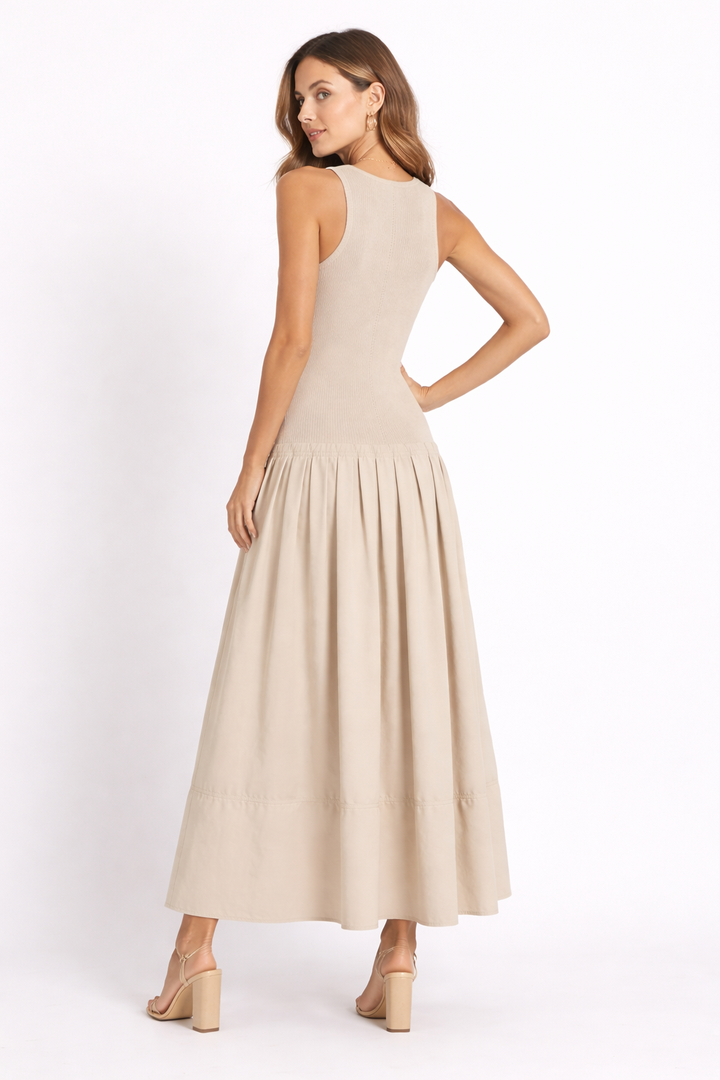 Jesolice Sandstone Ribbed Tank Maxi Dress
