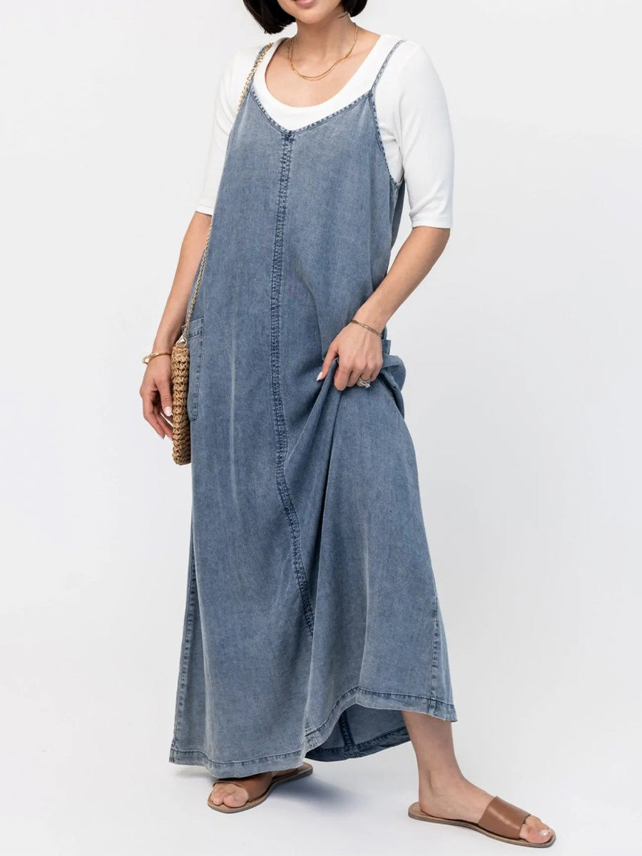 Luna Women's Maxi Dress | Soft Denim, Vintage-Inspired