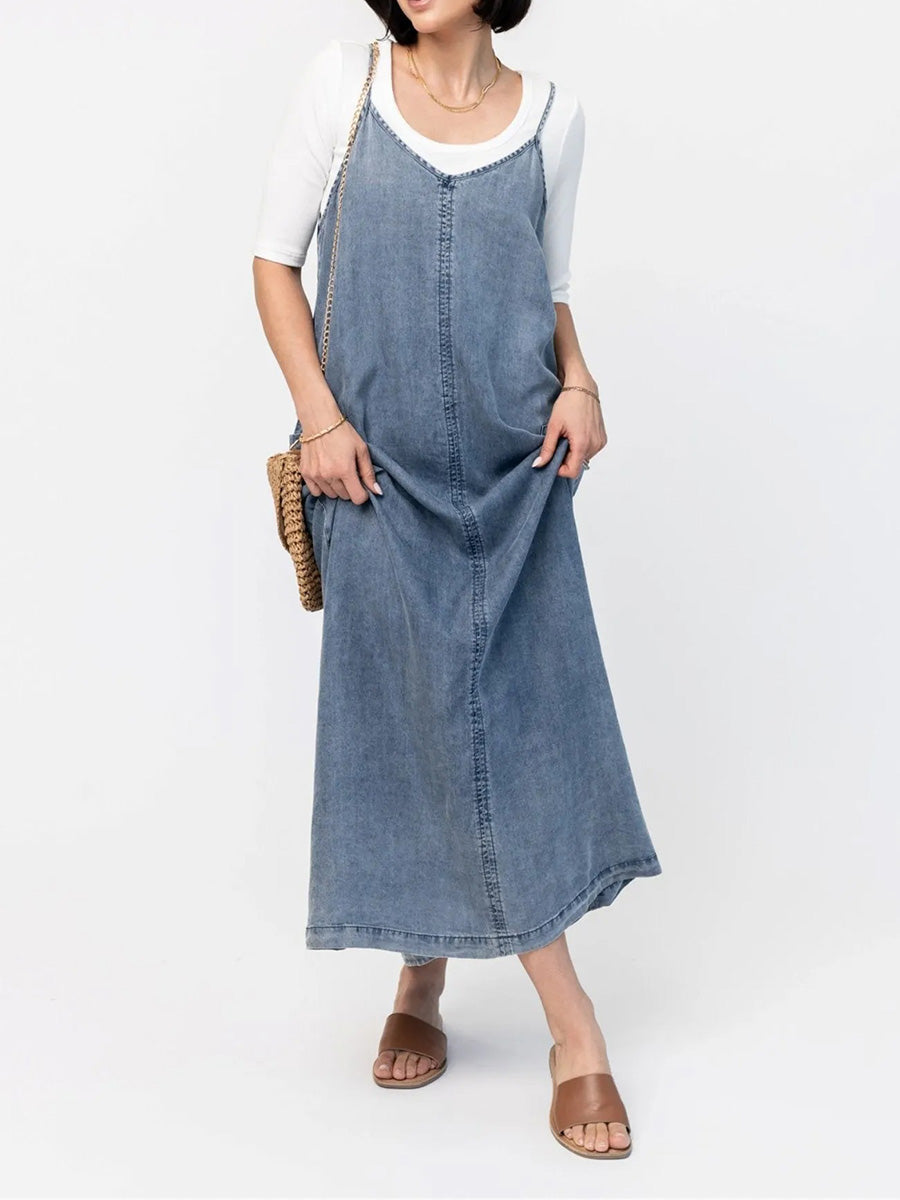 Luna Women's Maxi Dress | Soft Denim, Vintage-Inspired
