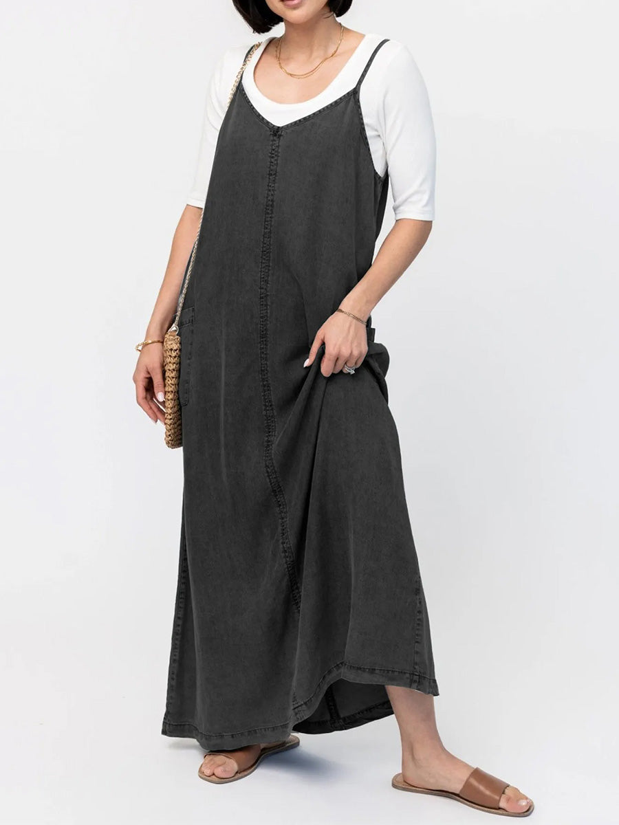 Luna Women's Maxi Dress | Soft Denim, Vintage-Inspired