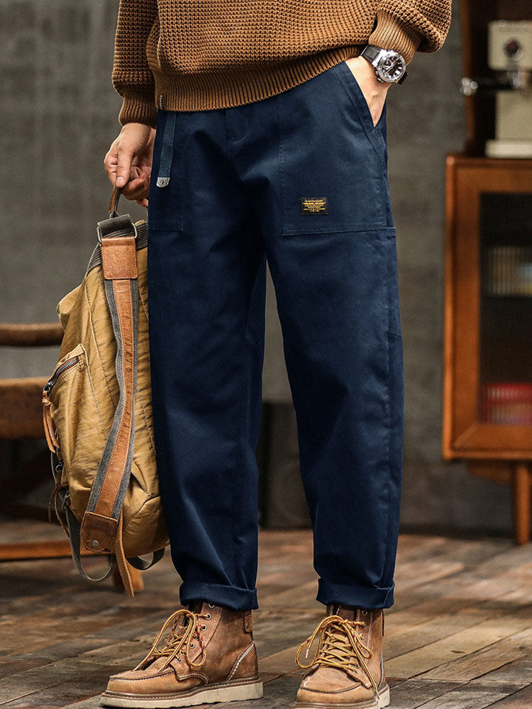Maverick Men's Cargo Pants | 97% Cotton Blend, Vintage-Inspired Black