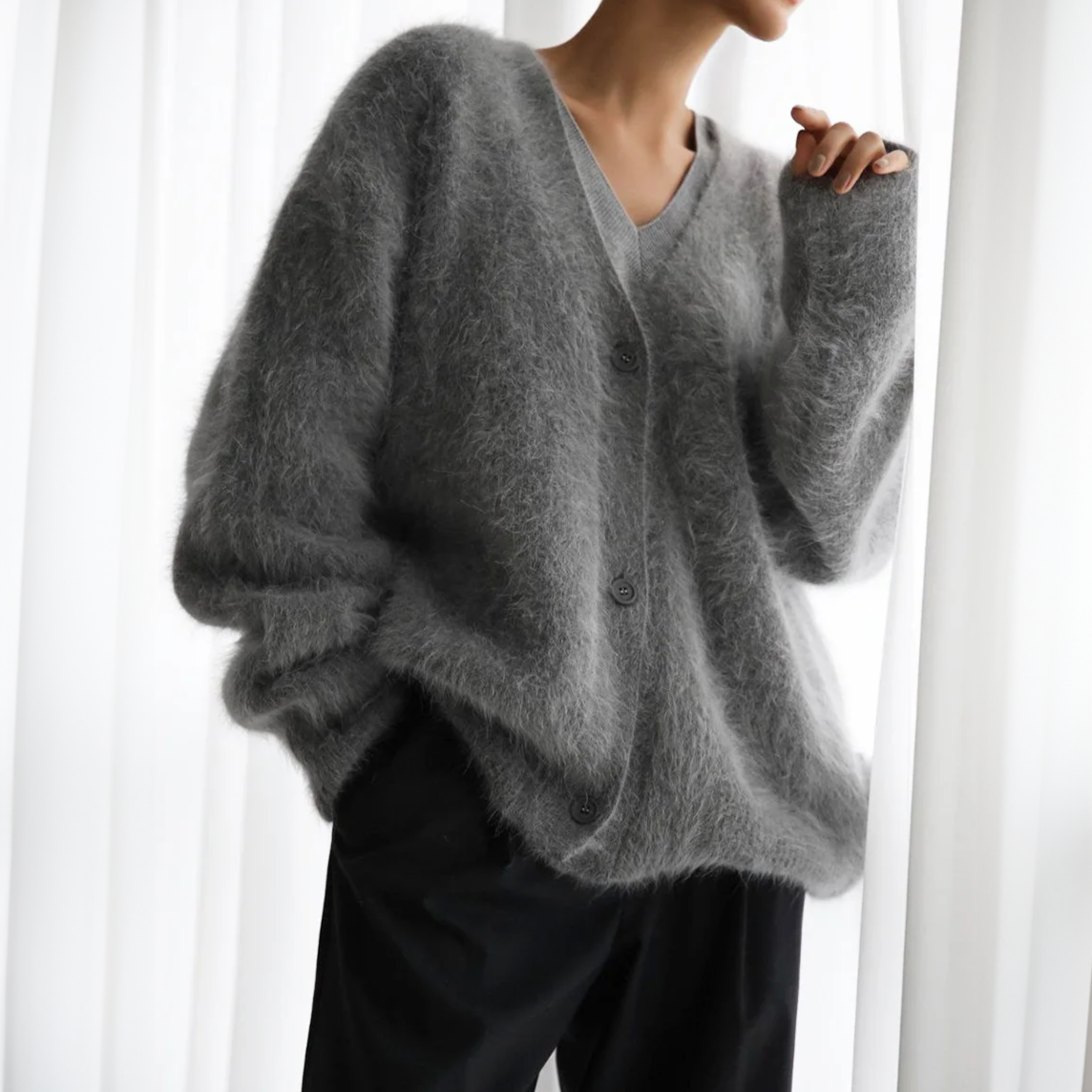 Elegant Women's Mohair Cardigan - Soft, Cozy, Oversized, Multiple Colors