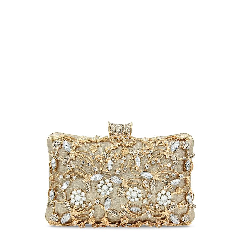 Floral Evening Clutch Bag Rhinestone Beaded Party Purse Bridal Wedding Prom Handbag