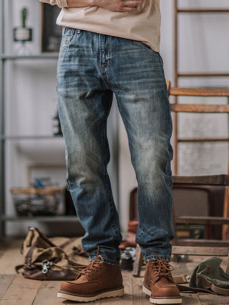 RiffRaff Men's Relaxed Fit Jeans - Vintage Wash Denim - Casual Style