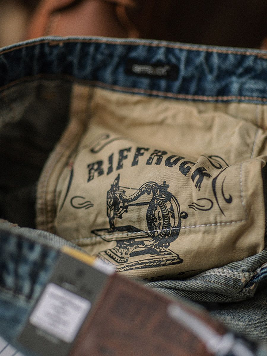 RiffRaff Men's Relaxed Fit Jeans - Vintage Wash Denim - Casual Style