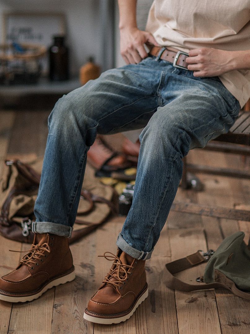 RiffRaff Men's Relaxed Fit Jeans - Vintage Wash Denim - Casual Style